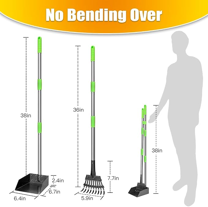 Extra Large Pooper Scooper rake & Tray & Shovel + Standard Pooper Scooper rake & Tray
