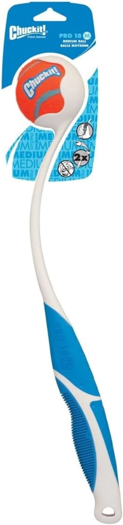Chuckit! Dog Ball Launcher, Pro 18in, with Medium 2.5in Ball | Sized for Dogs Weighing 20 to 60 Pounds, Made in USA