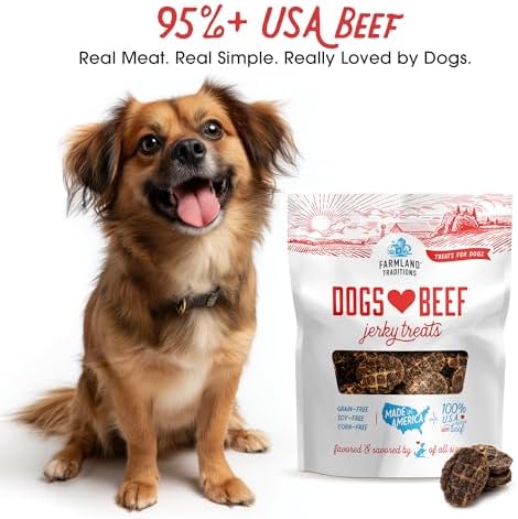 Farmland Traditions Dogs Love Beef Jerky Dog Treats with Only 3 Ingredients and No Fillers, 2.5 Pound (Pack of 2).