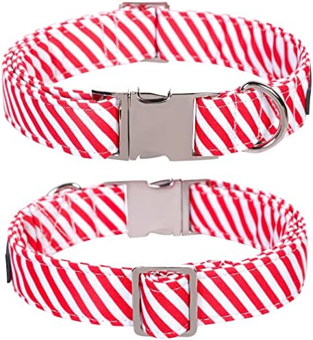 Lionet Paws Christmas Dog Collar with Bowtie - Cute Cotton Adjustable Festival Bowtie Dog Collar with Metal Buckle for Small Medium Large Dog Girl Boy Gift, L, Neck 16-24in