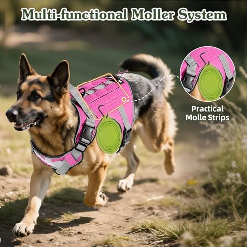 VavoPaw Heavy Duty Tactical Dog Harness for Large Dogs, No Pull Adjustable