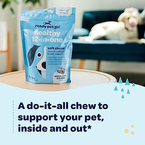 12-in-1 Complete Multivitamin for Dogs | Dog Multivitamin Chewable with Glucosamine Chondroitin & Digestive Probiotics for Dogs of All Ages and Sizes | NASC Certified & Made in The USA | 90 Chews