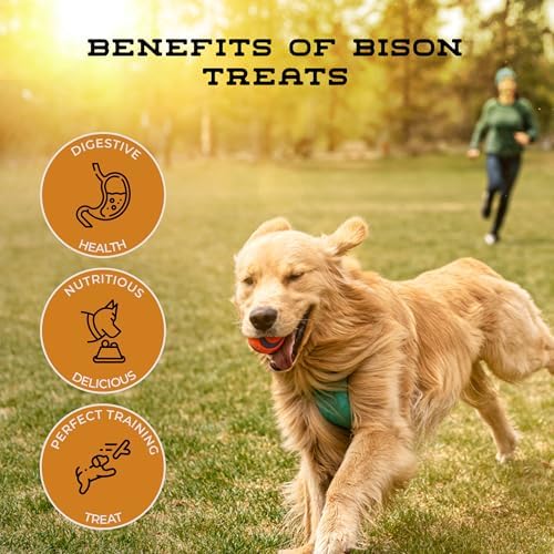 Bison Bits Grain Free Natural Dog Training Treats for Small to Large Breed - Low Calorie, High Value, Healthy Dog Treats for Small, Medium & Large Dogs (8oz)