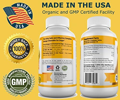 Amazing Combo Omega-3 Fish Oil and Probiotics for Dogs - Pure All-Natural Pet Antioxidant - Promotes Shiny Coat, Brain Health, Eliminates Diarrhea Gas and Joint Pain, 120 Tasty Chews x 4
