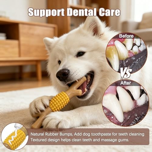 SCHITEC Dog Chew Toy for Aggressive Chewers, Tough Nylon & Rubber Teething Stick Toy to Keep Them Busy, Durable Dog Chew Bone for Large Medium Breed, Chicken Flavor