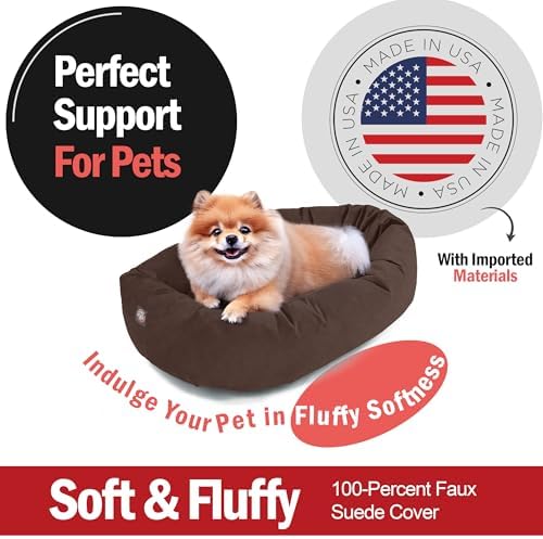 Majestic Pet Suede Calming Dog Bed, 24 Inch Small, Washable, Chocolate