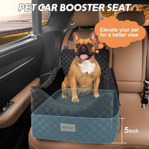JOEJOY Elevated Dog Car Seat, Small/Medium Up to 35 lbs, Memory Foam Booster, Black