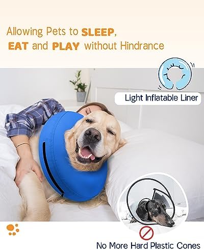 Supet Inflatable Dog Cone Collar Alternative After Surgery, Doggie Neck Donut Collar Recovery ECollar for Post Surgery, Soft Dog Cone for Small Medium Puppies Cats
