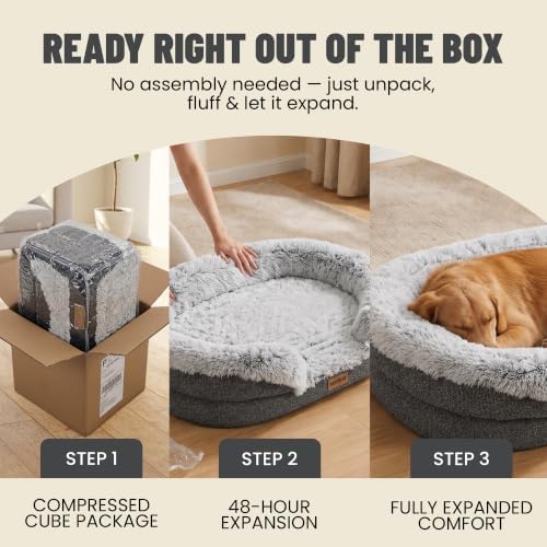 Miorun Fluffy Orthopedic Dog Beds Large Sized Dog, 36" Bolster Sofa Bed