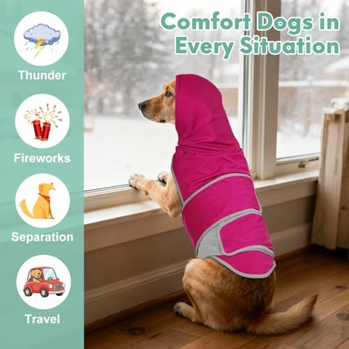 Dog Anxiety Shirt with Hood, M, Roman fabric, Red