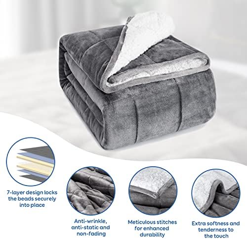 Cottonblue Sherpa Fleece Weighted Blanket for Adults Queen Size 15lbs 60x80