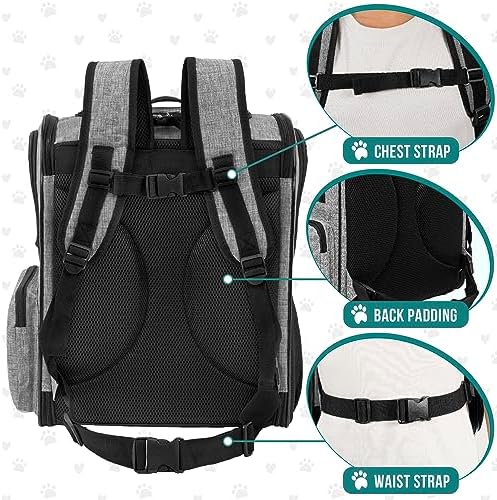 PetAmi Dog Backpack Carrier for Cats, 4-Way Entry Ventilated, 18 lbs, Gray