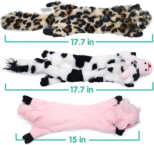 SHARLOVY Dog Squeaky Toys No Stuffing, 3 Pack Crinkle Dog Toys for Small | for Small Breeds or Puppy, Durable Chew Plush Cute Animals Natural for Teething Pet for Boredom