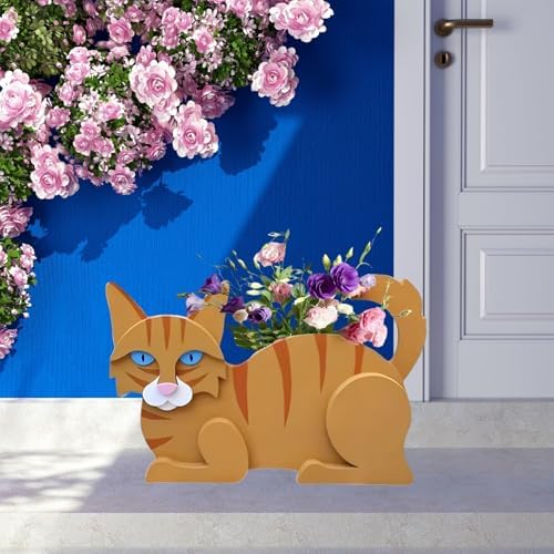 Orange Cat Planter Pots, Animal Shaped Flower Pot