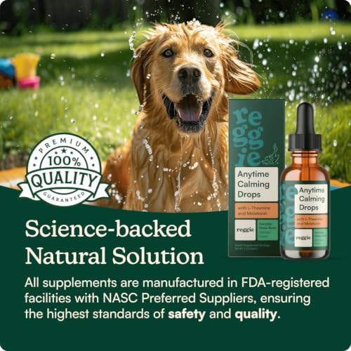 Reggie Anytime Calming Drops for Dogs, L-Theanine, Melatonin