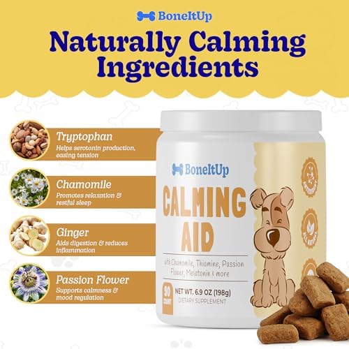 BoneItUp Pet Calming Chews for Dogs, Chamomile, L-Tryptophan, 90-Pack, 90 Ct