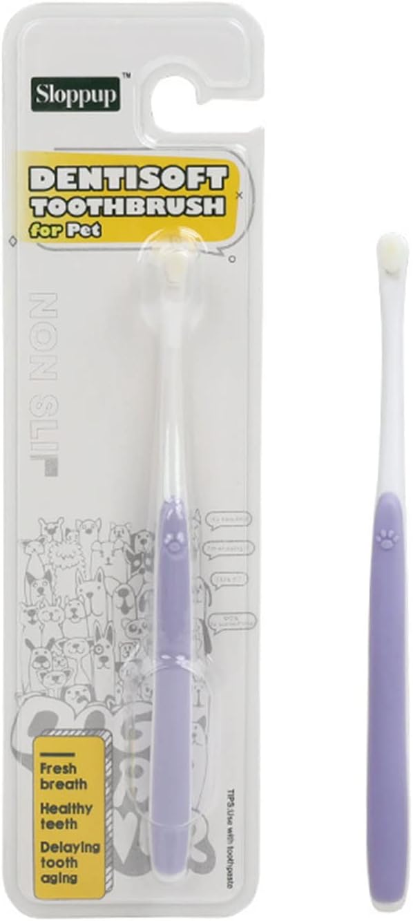 Soft Tooth Brush Small-Head Cleaning Pet Toothbrush Remove Bad Breath Tooth Brush Dog Care Mouth Clean Pet Cleaning Tool, Purple