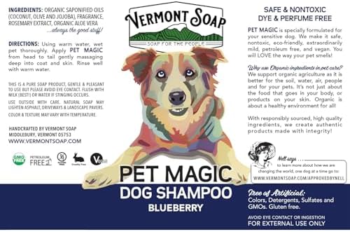 VERMONT SOAP Organic Pet Shampoo, Blueberry Natural Dog Shampoo, 640 oz