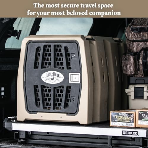 Lucky Dog Kennel, Durable Crash Tested Portable Dog Crates, Medium, Tan