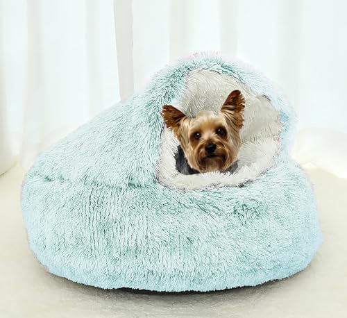 Calming Dog Cave Bed, Small, 20" D, Green