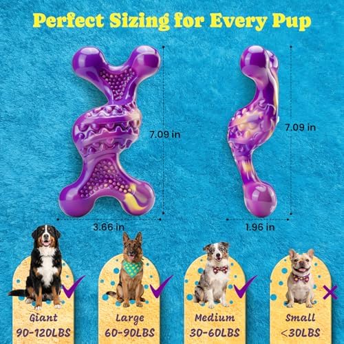 Kseroo 2 Pack Indestructible Dog Toys for Aggressive Chewers 30-120 lbs | Bacon Flavor Nylon Hard Dog Toys, Tough Dog Toys for Medium & Large Breeds, Durable Dog Chew Toys to Keep Them Busy
