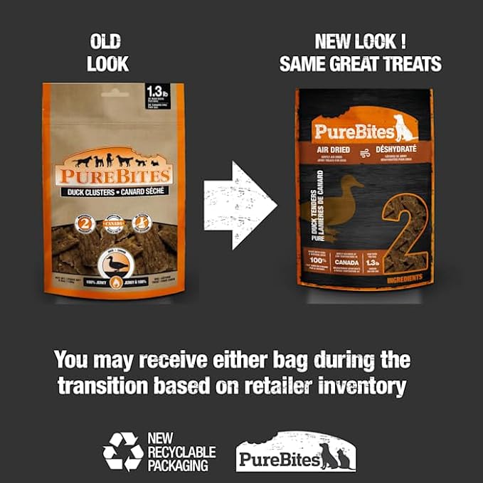 PureBites Duck Air Dried Jerky Dog Treats, 5.5 oz | 2 Ingredients, Duck, Air-Dried, Made in Canada, High-Value Training Reward, No Glycerin or Fillers