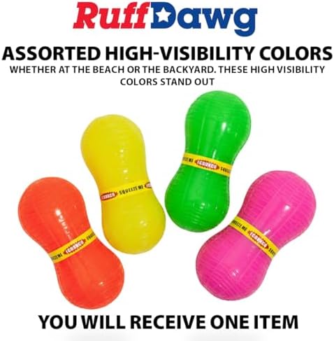 Ruff Dawg Crunchy Peanut Large 6.125” – (1 pc) Assorted Colors – Loud Crinkle Rubber Fetch Toy for Medium to Large Dogs – Ruff Flex Shell – Made in USA