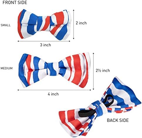 Blueberry Pet 2 Patterns Patriotic Spirits France Flag Adjustable Bowtie Grey Dog Collar - Handmade Bow Tie w/Jacquard Weave Fabric, Medium, Neck 14.5"-20"