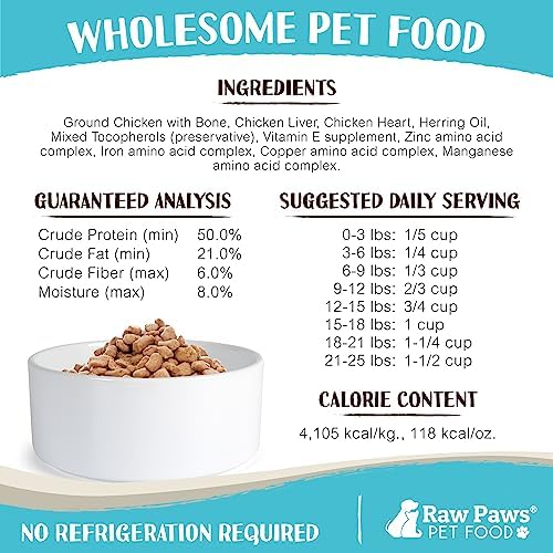 Raw Paws Freeze Dried Dog Food & Cat Food - Chicken Recipe, 16-oz, USA Made