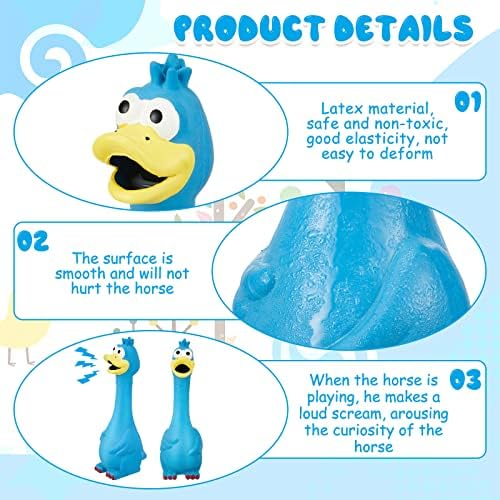 Hungdao 1 Pcs Horse Toys Latex Squeaky Squeeze Chicken Squeak Turkey Balls for Play Fake Screaming Chicken Toys for Horses Soccer Ball for Reduce Separation Anxiety Noise Maker (Blue)