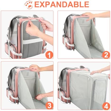 Texsens Bubble Backpack Pet Carrier, Expandable, Pink