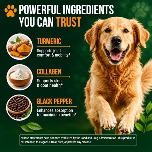 Vitamatic Pets Turmeric + Collagen Tablets for Dogs, 120 Chewables