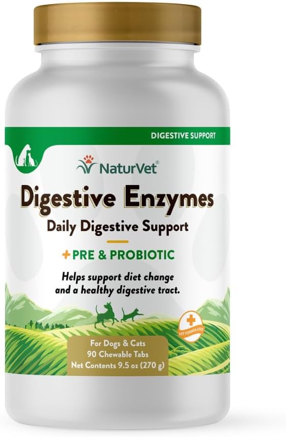 NaturVet Digestive Enzymes & Probiotic for Dogs & Cats - 90ct