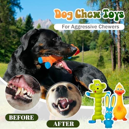 Wettarn 9 Pcs Latex Squeaky Dog Toys 7 Inch Soft Rubber Dog Chew Toy Animal Standing Stick Puppy Fetch Interactive Play Assorted Animal Accessories Gift for Small Medium Large Pet Christmas(Classic)