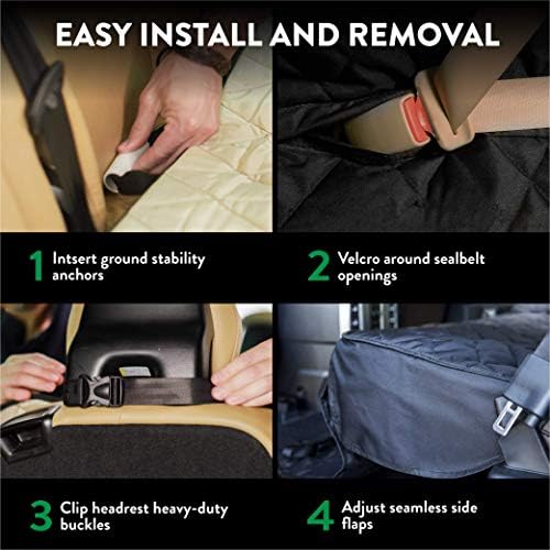 Plush Paws Products Velvet Convertible Rear Seat Cover | Durable Diamond Stitching | Washable & Waterproof Back Seat Cover | Car, Truck & SUV | Nonslip, Tear Resistant Protection | X-Large London Grey