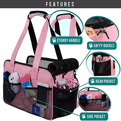 PetAmi Small Dog Purse Carrier, Airline Approved, Soft-Sided Tote, Pink