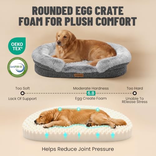 Miorun Fluffy Orthopedic Dog Beds Large Sized Dog, 43" Bolster Sofa Bed