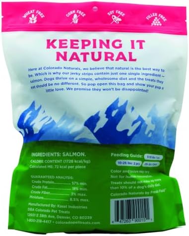 Colorado Naturals Salmon Jerky Strips Dog Treats, 16 oz – All-Natural, Made in USA, No Fillers or Preservatives – Wild Alaskan Caught, Rich with Omega-3