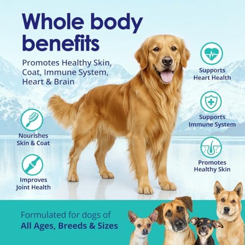 Wild Omega 3 Fish Oil for Dogs - Dog Fish Oil Liquid to Reduce Shedding & Itching - Supports Joints, Brain, and Heart Health - Fish Oil for Dogs Skin and Coat Supplement - Rich in EPA + DHA - 12oz
