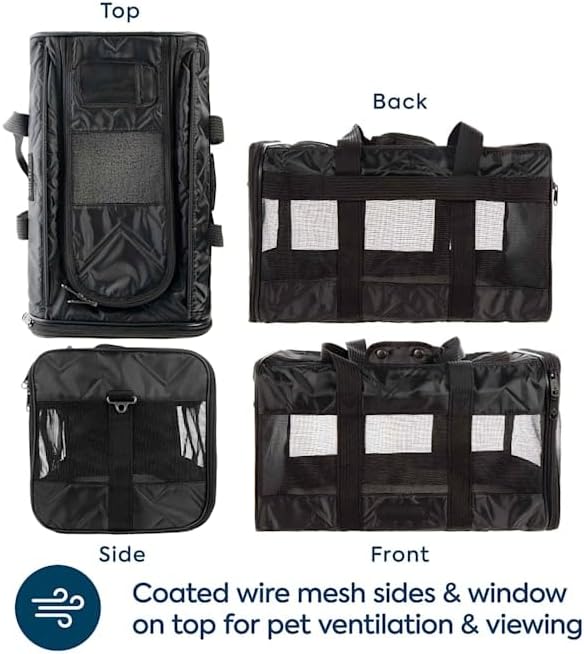 Sherpa Deluxe Airline Approved Soft-Sided Dog & Cat Carrier, Black, Large