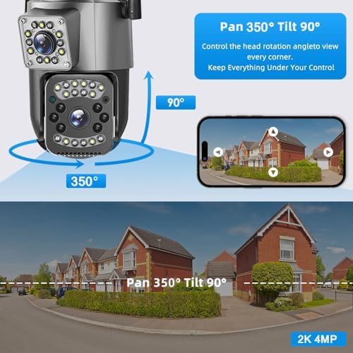 V380pro WiFi 2.5Inch PTZ SC03-W Black 4MP Security CCTV Wireless IP Security Dual Lens PTZ Camera