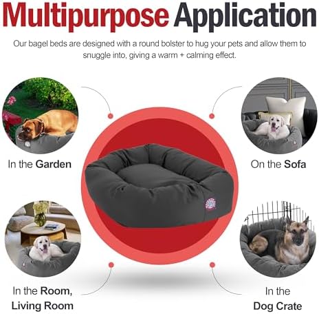 Majestic Pet Bagel Calming Dog Bed, 24 Inch Small, Round, Washable, Gray