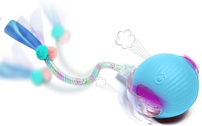 Interactive Cat Toys for Indoor Cats – Motion Activated Automatic Cat Ball with SpeedyTail, 3 Play Modes, Rechargeable LED Rolling Ball, Kitten Toys for Bored Indoor Cats, Smart Cat Enrichment Toy