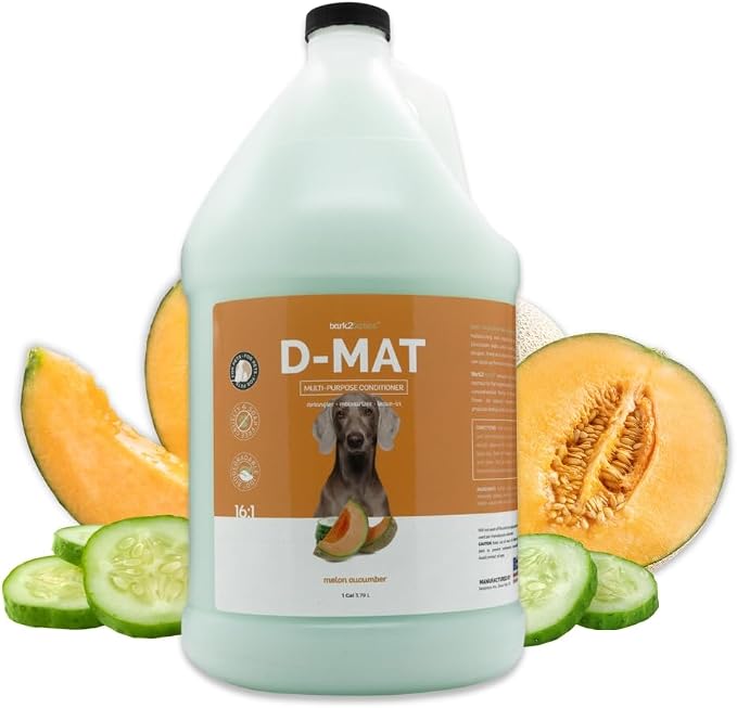 Bark2Basics D-Mat Dog Conditioner, 1 Gallon – All Natural, Multi-Purpose, Eliminates Static, No Additives, Dematting, Aids in DeShedding, Professional | 16:1 Concentrate, Loosens Tough Mats and Tangles, Use as Leave In, Aids Deshedding, Detangling Wash...