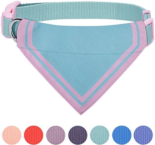 Blueberry Pet Stunning Pastels Modern Triangle Light Blue Cotton Blend Neckerchief Scarf Bandana Adjustable Dog Collar, Small, Neck 12"-16"