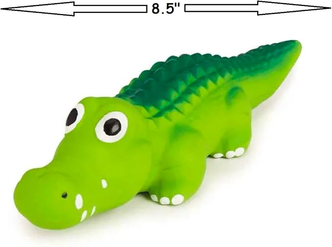 Soft Latex Dog Toys Alligator Shark or Set of Both Fun Googly Eyed Retro Squeakers (Set of Both Toys)