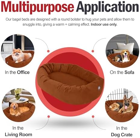 Majestic Pet Suede Calming Dog Bed, 52 Inch X-Large, Washable, Rust