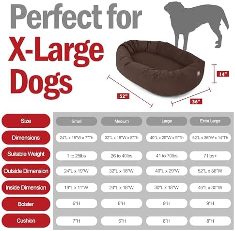Majestic Pet Suede Calming Dog Bed, 52 Inch X-Large, Washable, Chocolate