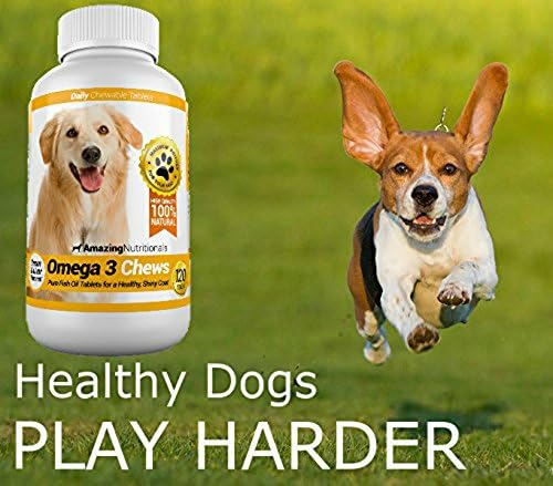 Amazing Combo Omega-3 Fish Oil and Probiotics for Dogs - Pure All-Natural Pet Antioxidant - Promotes Shiny Coat, Brain Health, Eliminates Diarrhea Gas and Joint Pain, 120 Tasty Chews x 6