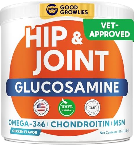 Glucosamine for Dogs Hip & Joint Supplement - Chondroitin, Omega-3, MSM - Joint Health & Pain Relief - Senior & Large Dogs - Made in USA - 120 Mobility Chews